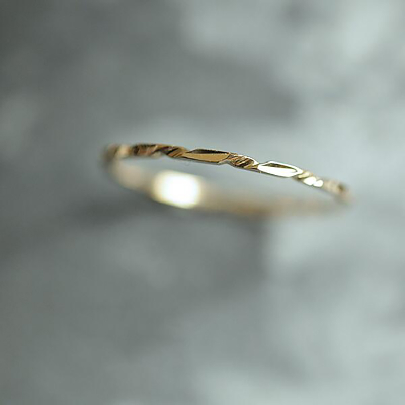 GOLDtutu 14K Solid Gold Ring, Thin Ring, Stacking Ring, Dainty Gold Ring, Minimalist, Mid-century Bff Bride, kj506
