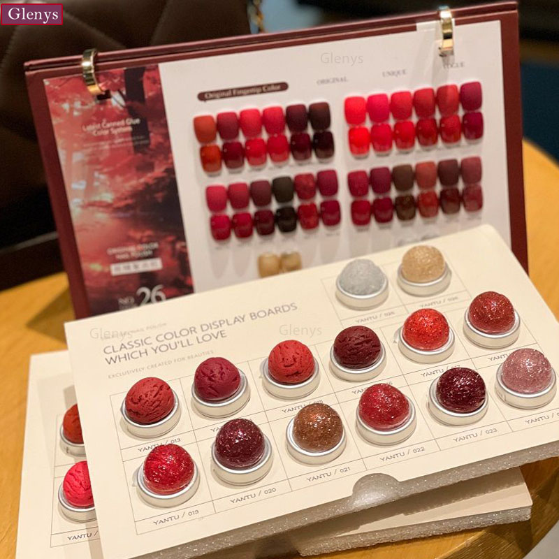 Glenys26 Velvet Vintage Red Solid Cream Gel with Colorful Charts Professional Painting Gel Nail Art UV Gel Paint Polishing Agent