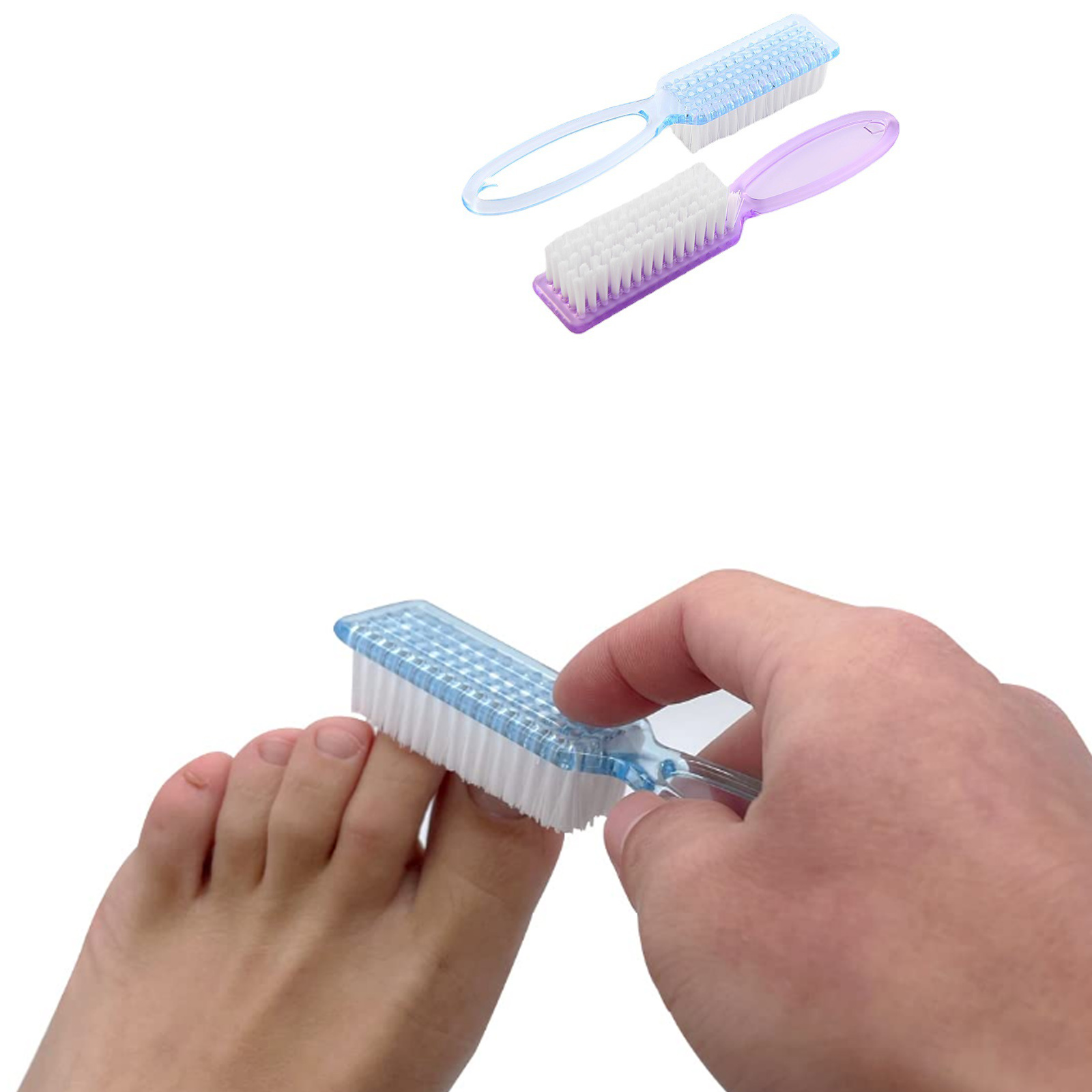 Handle Grip Nail Brush Cleaner Fingernail Scrub Hand Cleaning Brushes Soft Stiff Bristles Scrubber Manicure Tool Foot Toes Care