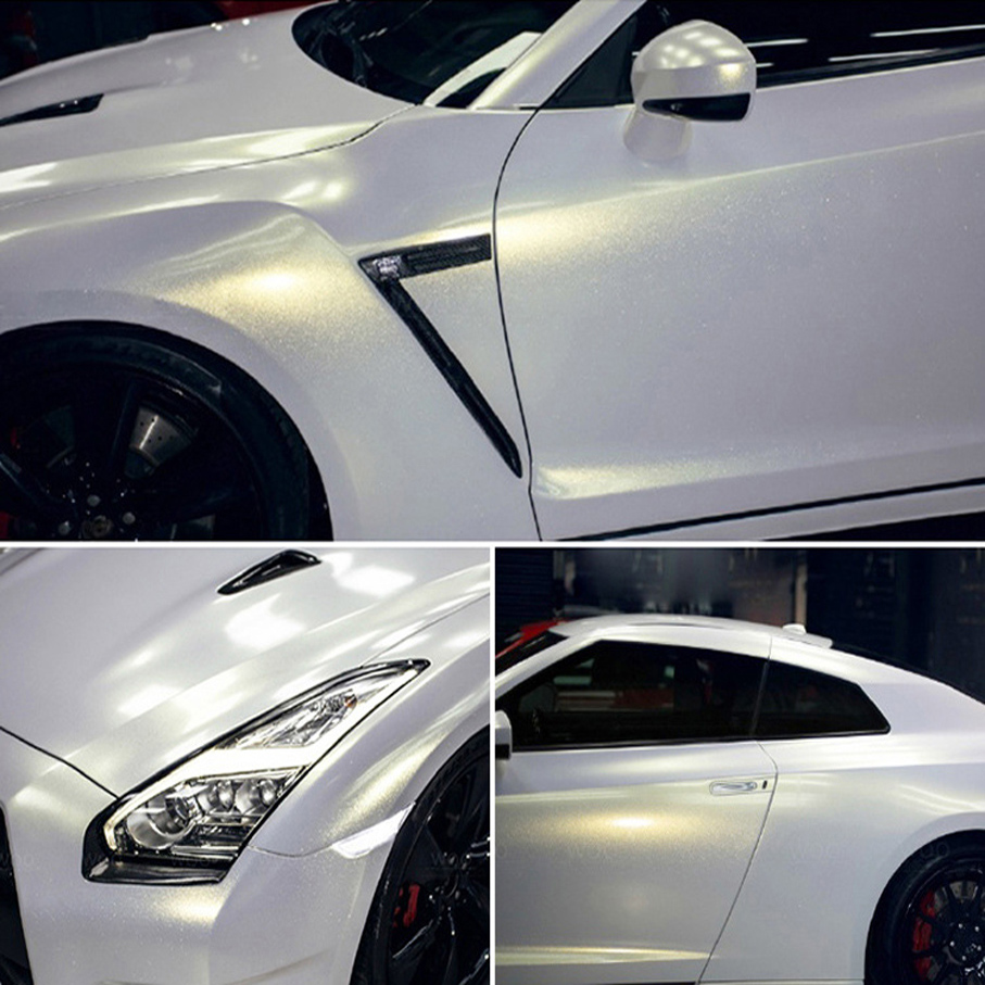 50cm*200/300CM High Glossy white golden sand pearl car wrap vinyl film car wrap sheet roll car sticker decal