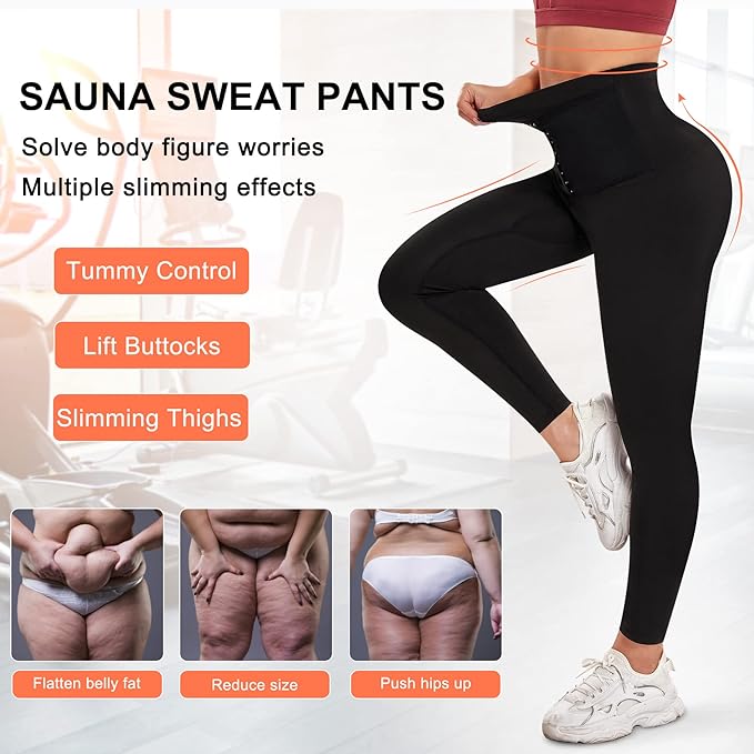 Body Shaper Sauna Slimming Pants Hot Thermal High Waist Fat Burning Sweat Capris Butt Lifting Tummy Control Workout Shapewear