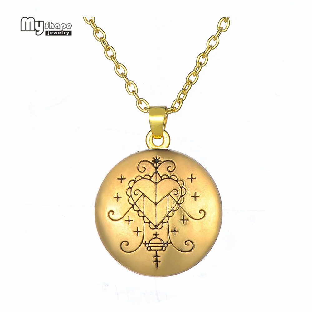 My Shape Ezili Freda Voodoo Loa Veve Pendant Hand Stamped Vodoun Lwa Love Talisman Chain Necklaces Hoodoo Amulet Necklace