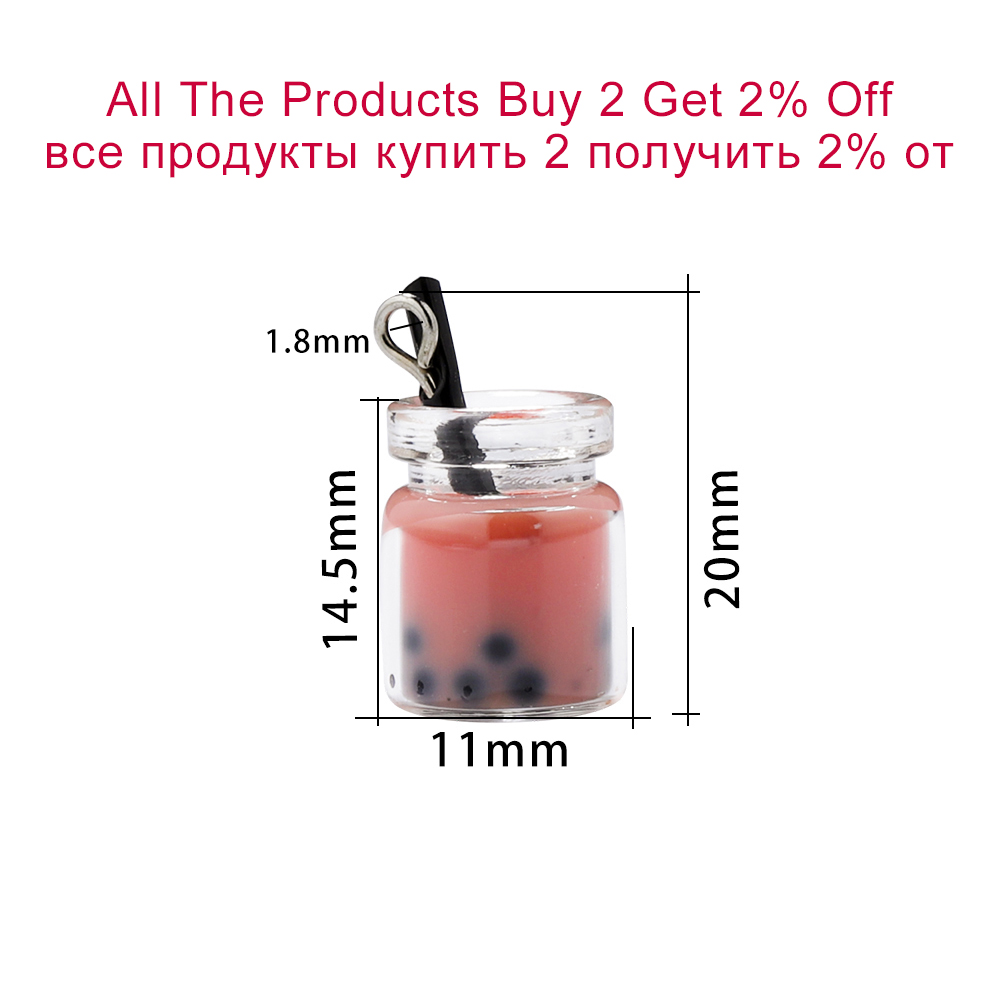10 Pcs/Lot Resin Pearl Milk Tea Charms Boba Pendants Mini Bottle Charms Handmade Crafts for Earring Keychain DIY Jewelry Craft