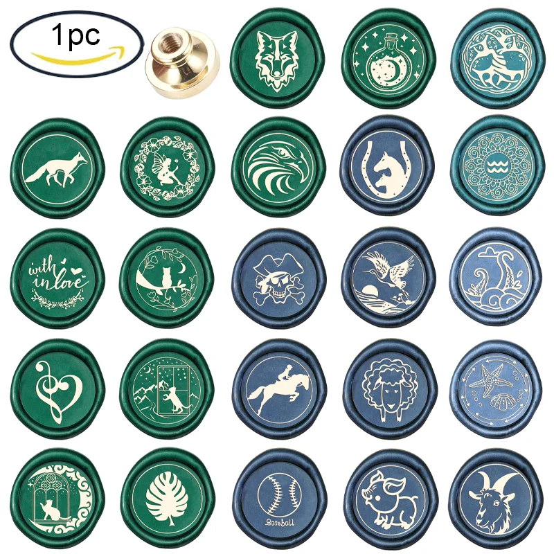 1PC Animal Wolf Wax Seal Stamp Head Replacement 25mm Vintage Sealing Wax Stamp Heads Only No Handle for Envelopes Cards