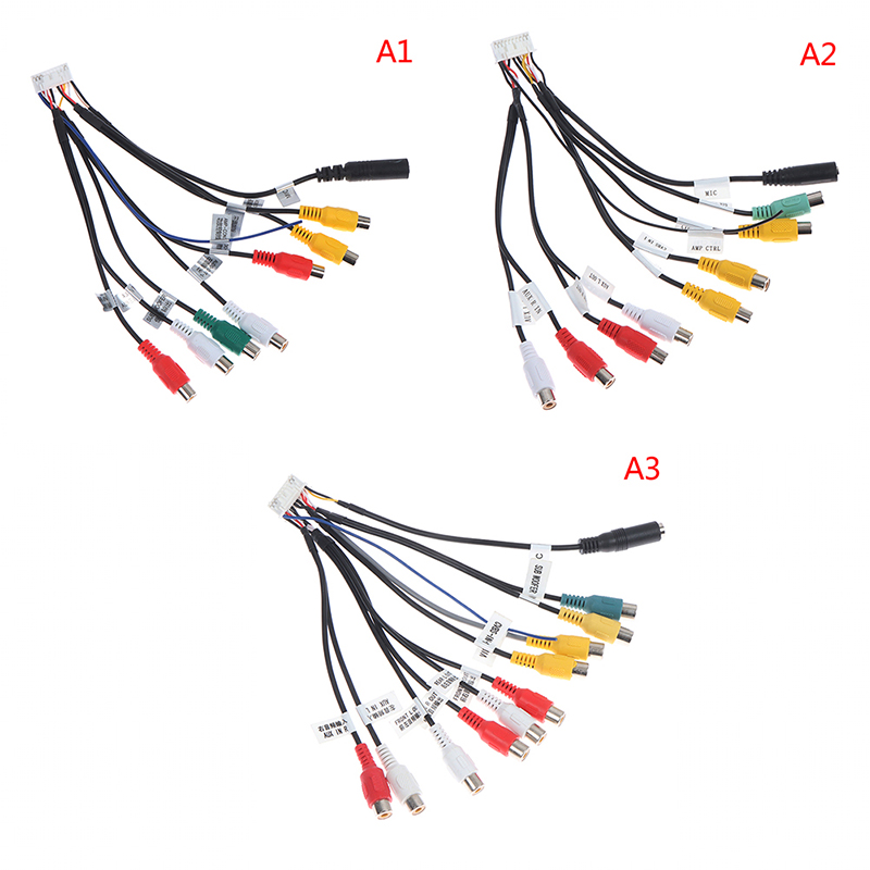 20 Pin Plug Universal Car Stereo Radio RCA Output Wire Wiring Adaptor Cable With Microphone Video Output/input Audio Subwoofer