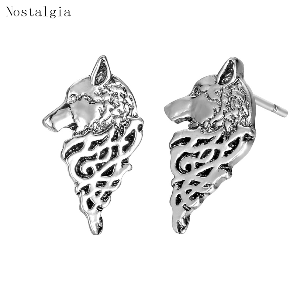 Viking Teen Wolf Men Earrings Amulet Slavic Talisman Pagan Stud Earrings Odin 's Symbol Viking Animal Jewelry Accessories