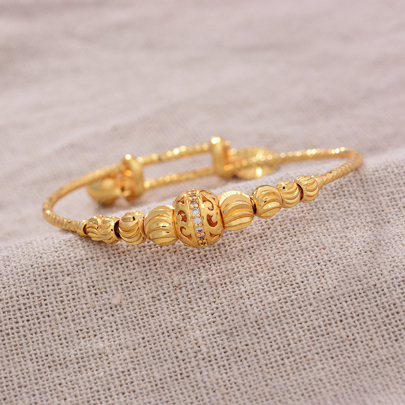 24K 1pcs Gold Color Bead mosaic stone Dubai Bangles Boys Girls Luxury Bangles Bracelet Girl Dubai Bangles Child jewelry