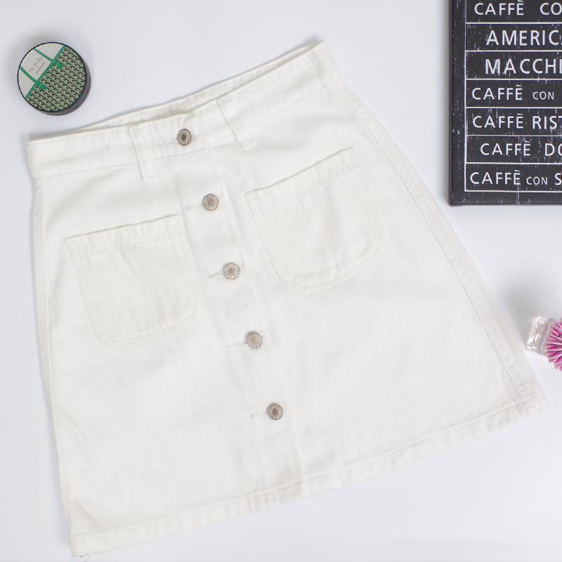 Summer Womens A-line Y2K Pencil Min Denim Skirt High Waist Jeans Harajuku Pockets Skirt Black White Bottom Clothes