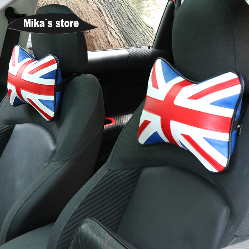 PU Leather Seat Breathable Car Pillow Neck Headrest For MINI COOPER F60 R60 F55 F56 F54 Soft Styling Auto Interior Accessories