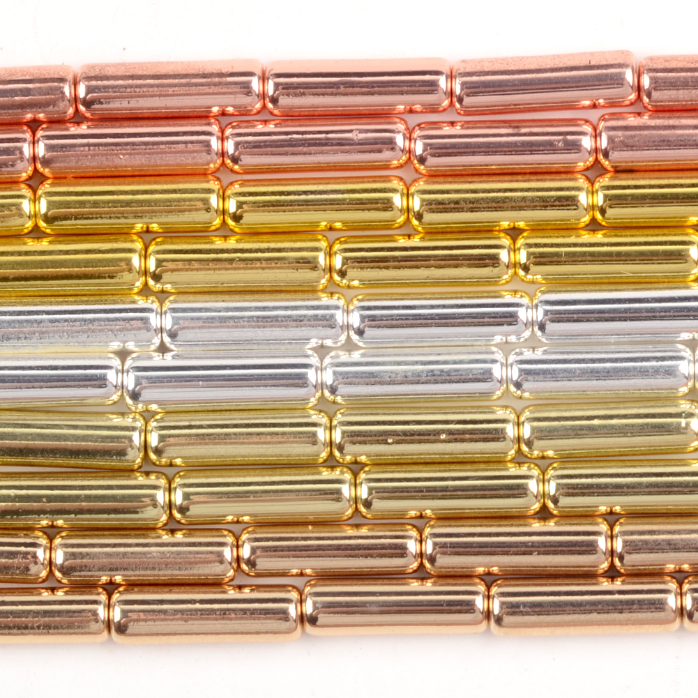 Natural Rose Gold Silver Plated Hematite Stone Beads Smooth Cylindrical Beads For Jewelry Making Diy Necklace Bracelet 13x4mm