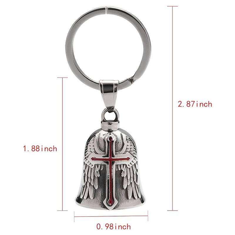 Motorcycle Bell Guardian Angel Cross With Hanger for Ride Cycling Bell Key Chains Accessories Bells for Motorcycles for Harley