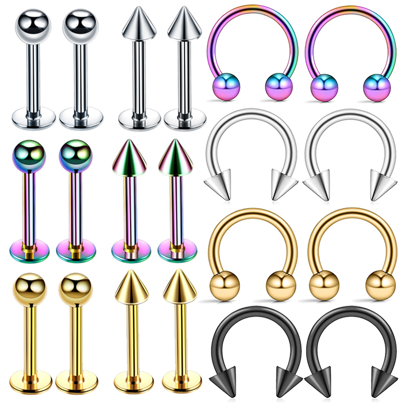 5Pcs Titanium Nose Ring Tongue Piercing Industrial Piercing Lip Piercings Cartilage Earring Eyebrow Rings Helix Piercing Jewelry