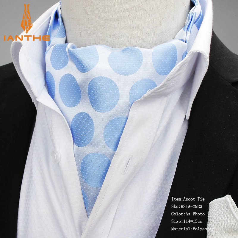 2018 Brand New Polyester Jacquard Men's Vintage Dot Jacquard Mens Long Cravats Novelty Wedding Slim Ascot Tie For Men Neckties