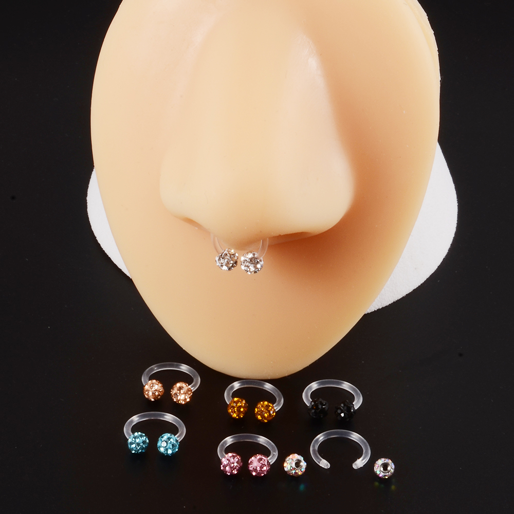 7pcs Mixed Color Ear Studs Septum Nose Rings Tongue Lip Ring Belly Barbell Rings Ear Cartilage Lobe CBR Piercing Body Jewelry