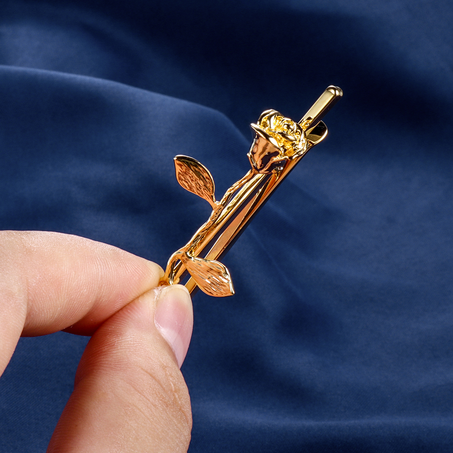 HAWSON Men's 2" Rosette Flower Tie Clip for Wedding Gift come in gift box