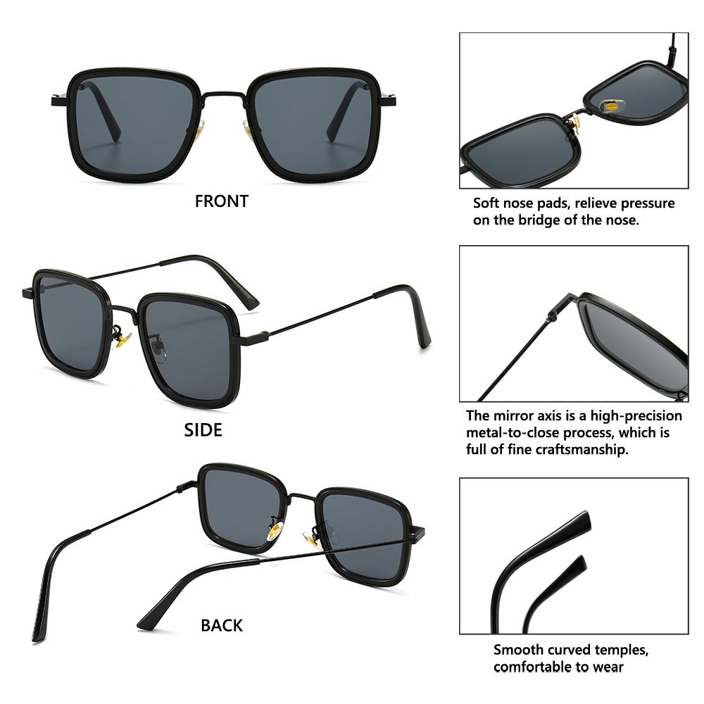 Vintage Metal Steampunk Sunglasses for Men Women Square Sun Glasses Stylish Retro Shades Male Female UV400 Eyewear