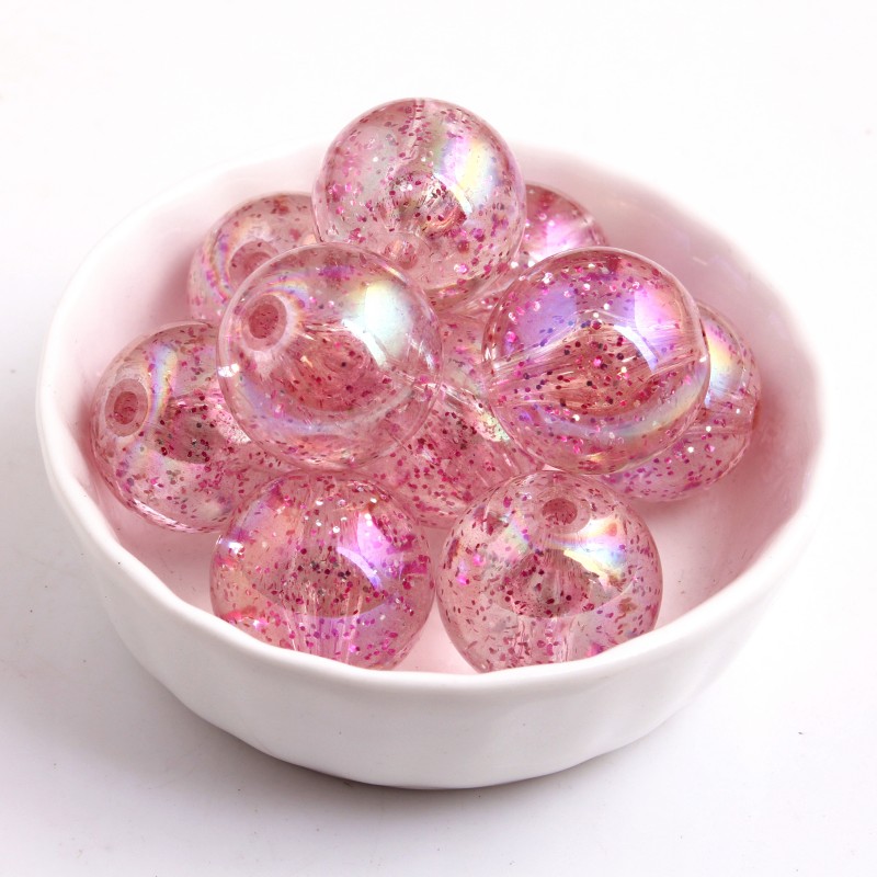 Kwoi Vita Retail Bulk Price Acrylic Transparent Glitter Beads For Chunky Baby Bracelet Necklace Making 10MM to 20MM