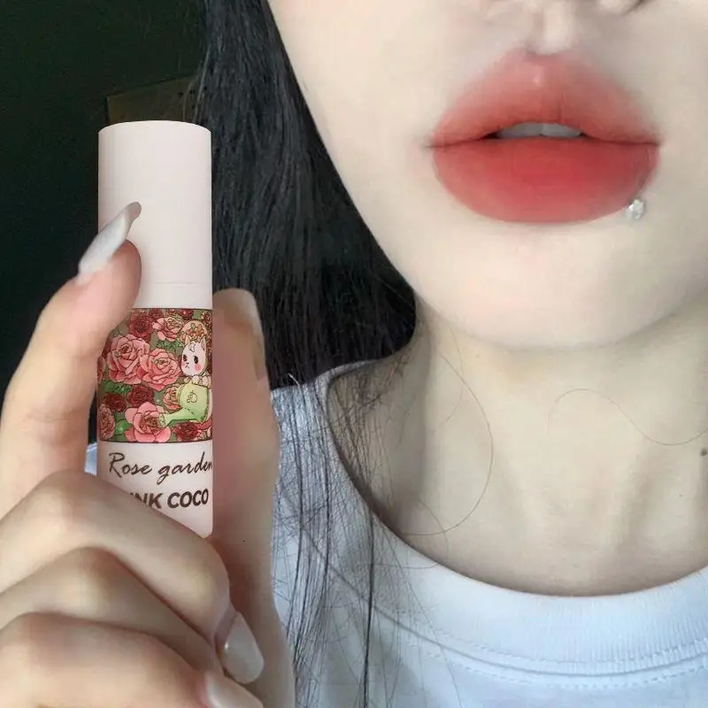Rose Garden Matte Muse Lip Mud Liquid Lipstick Waterproof Nude Lip Gloss Long Lasting Non-stick Cup Sexy Women Lipgloss Cosmetic 240621
