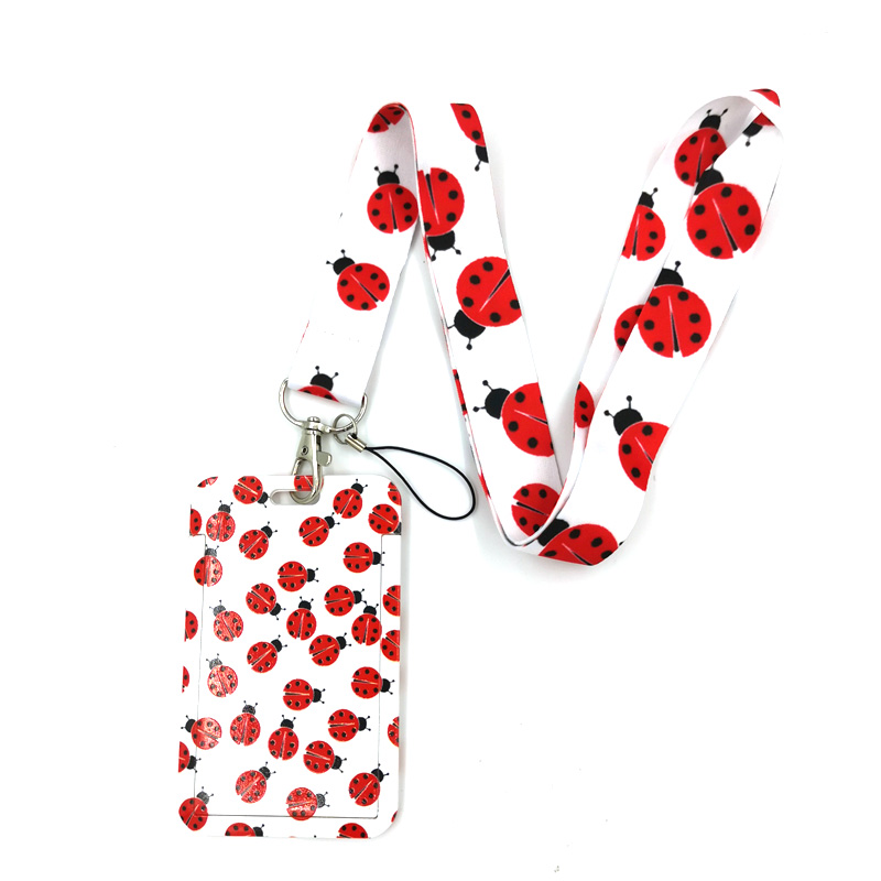 Ladybird Insect Key lanyard Car KeyChain ID Card Pass Gym Mobile Phone Badge Kid Key Ring Holder Jewelry Decorations