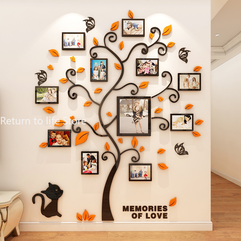 3D Acrylic Sticker Tree Mirror Wall Decals DIY Frame Family Photo for Living Room Art Home Decor picture frames wall H260306