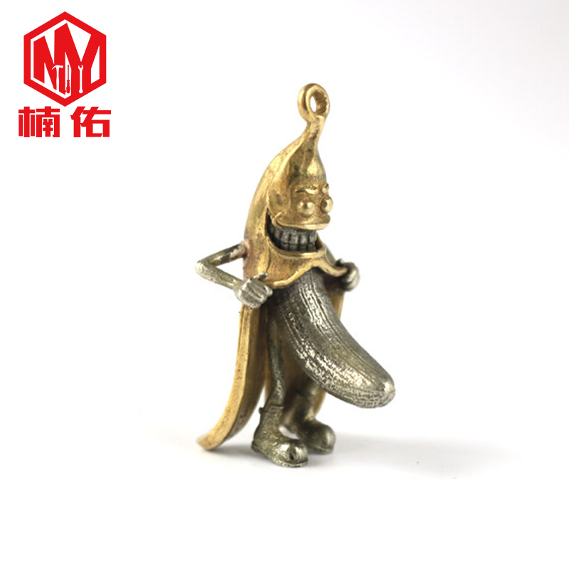 1PC Spoof Banana Man Retro Brass Copper EDC Paracord Beads Lanyard Pendants Knife Beads Umbrella Rope Cord Beads Pendants