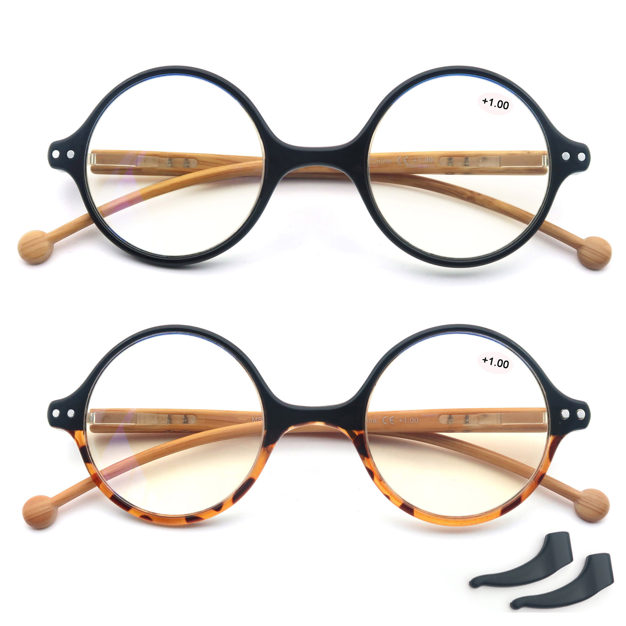 MODFANS Reading Glasses Women Retro Round TR90 Frame Blue Light Blocking Eyeglasses Reader Lightweight For Men