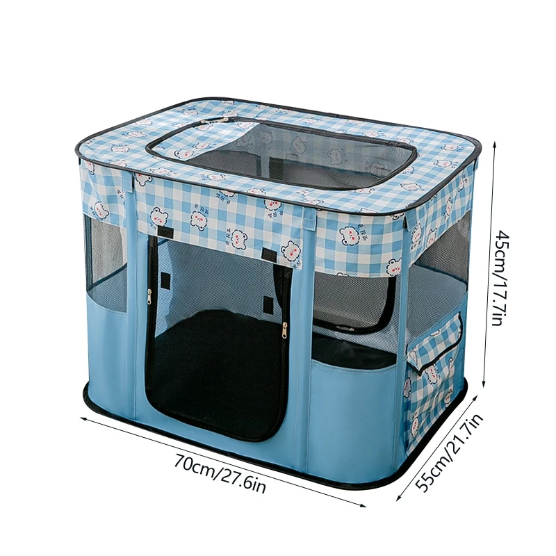 Folding Cage Large Cats Cage Playpen with Door & Mesh Roof for Delivery Room Washable Tent Hiding House