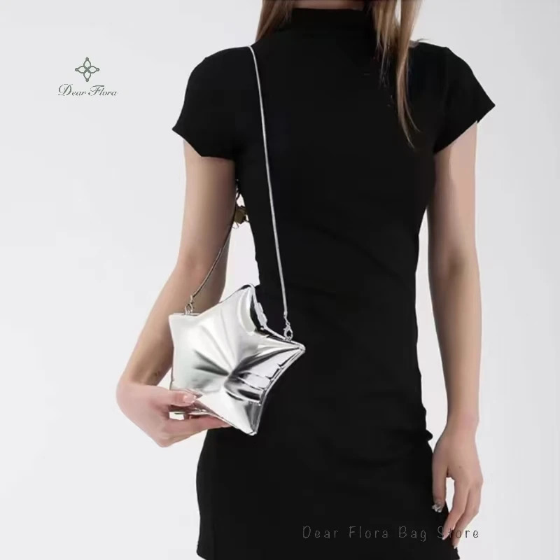 Fashion acrylic pentagonal star shoulder bag designer new womens luxury cross body bag silver evening party clutch bag 240623