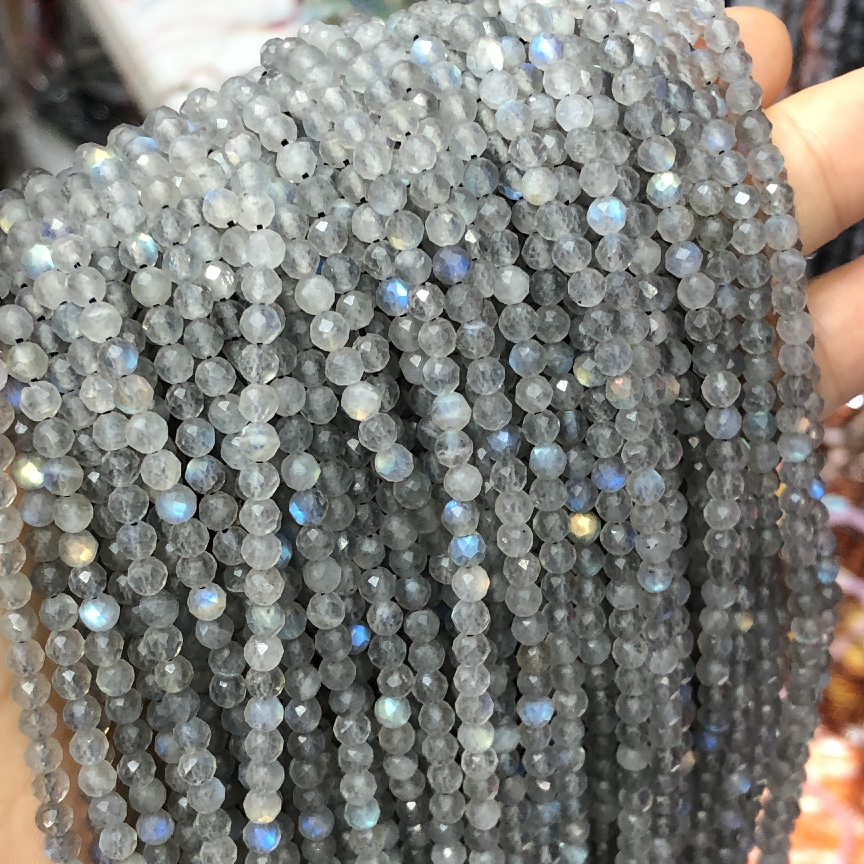 2/3/4mm Natural Faceted AAA Tiny Labradorite Stone Beads Rondelle Loose Spacer Beads For Jewelry Making Diy Earring Accessories
