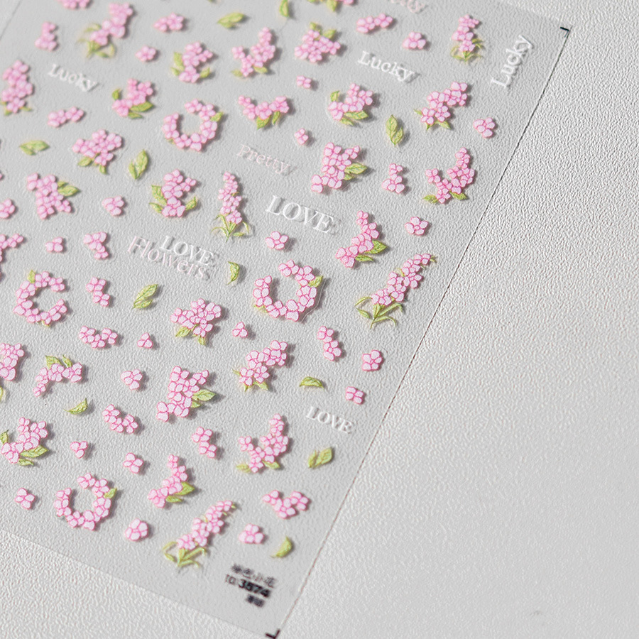 Pretty Colorful & Pink Little Flower High Quality Nail Art Stickers Adhesive Design DIY Nail Decals Decorations