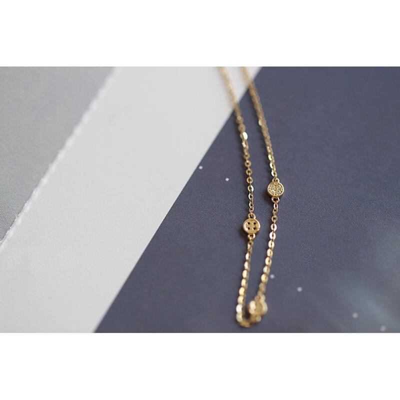 GOLDtutu 14K Real Solid Gold Crystal Charm Bracelet, Minimal Simple Style, Minimalist Jewelry, kj181