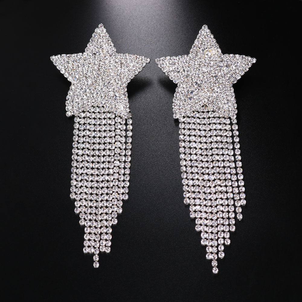 XSBODY 2 PCS Rhinestone Heart Tassel Nipple Stickers Breast Petals Women Sexy Body Chain Cover Nipple Pasties Sticker Jewelry