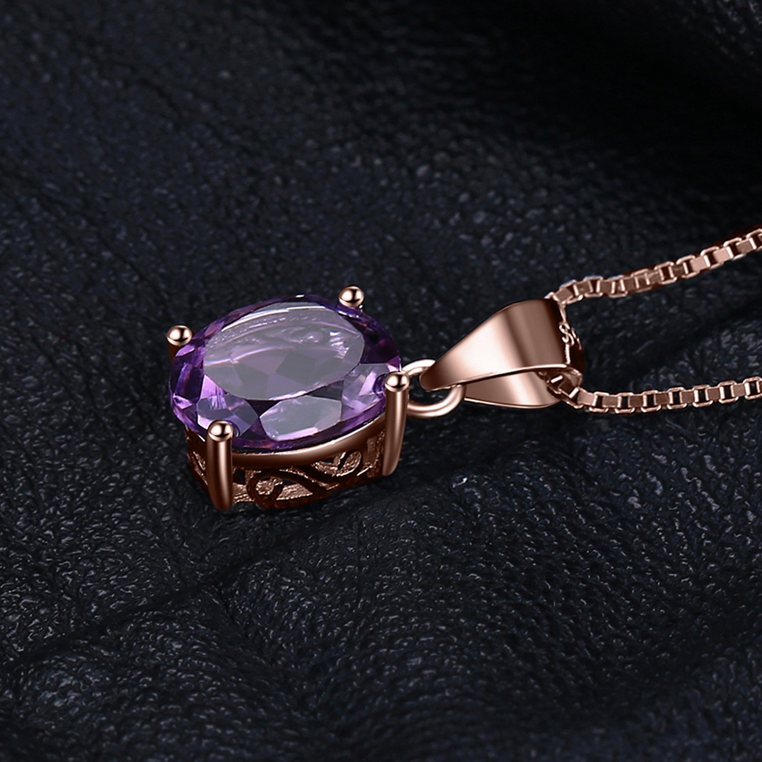 JewelryPalace Rose Gold Yellow Gold Plated Natural Amethyst Citrine Garnet Topaz 925 Sterling Silver Pendant Necklace No Chain