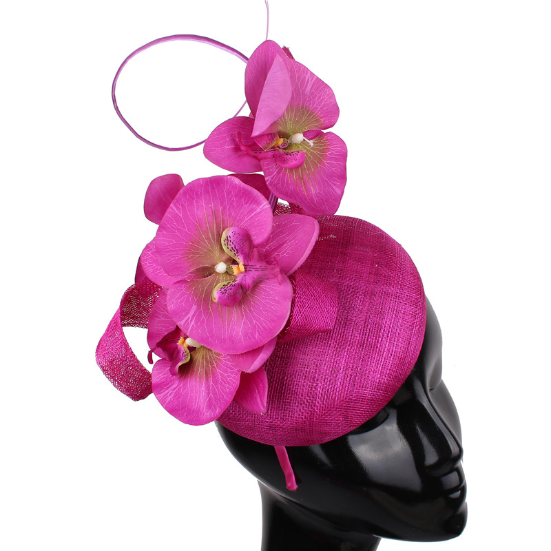 High Quality 4 -Layer Wedding Nice Fascinator Hats Womens Elegant Ladies Event Sinamay Headpiece With Floral Hair Accessories
