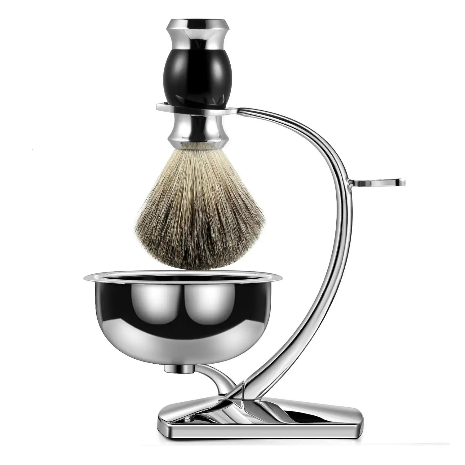 Shaving Set Shaving Stand Soap Bowl Double Edge Safety Razorand 70% Badger Hair 30% Wool Brush - Perfect Gift for Men 240624