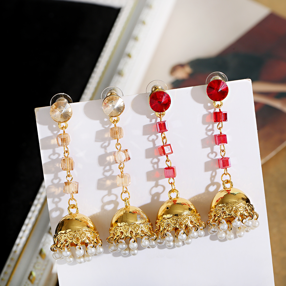 Jhumka Jhumki Multicolor Beads Tassel Indian Earrings For Women Earring Charms Long Dangle Afghan Egypt Turkish gypsy Jewelry