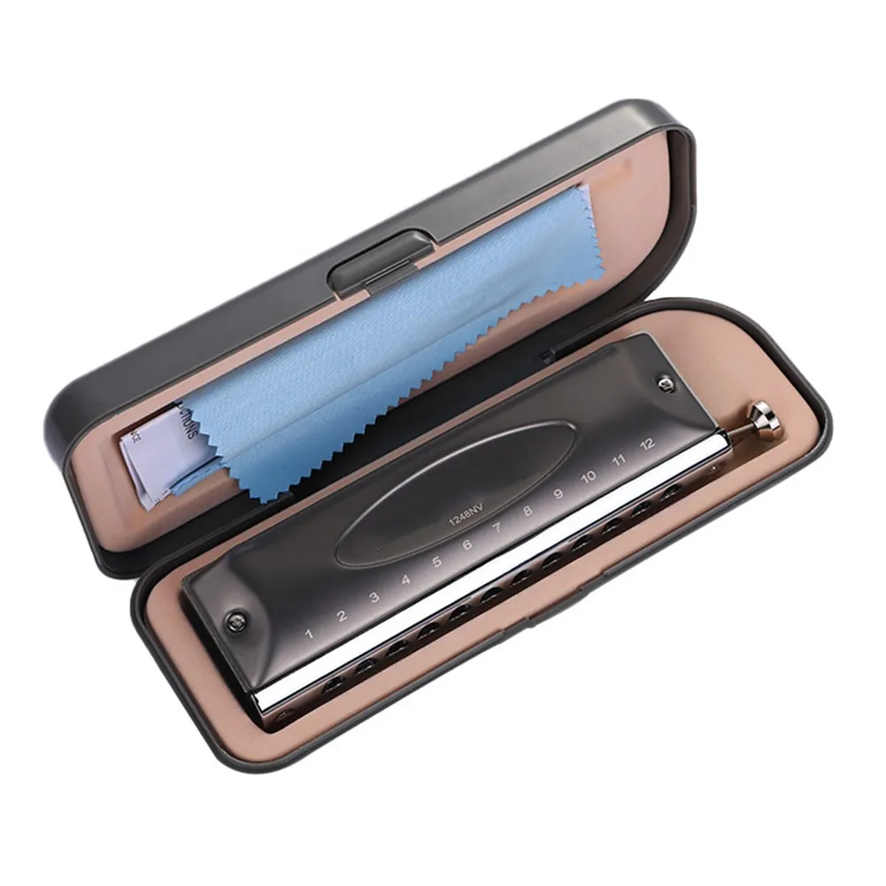 Easttop Chromatic Harmonica 12 Holes 48Tone Harp Mouth Organ Key C ABS Comb Silver Professional Musical Instruments