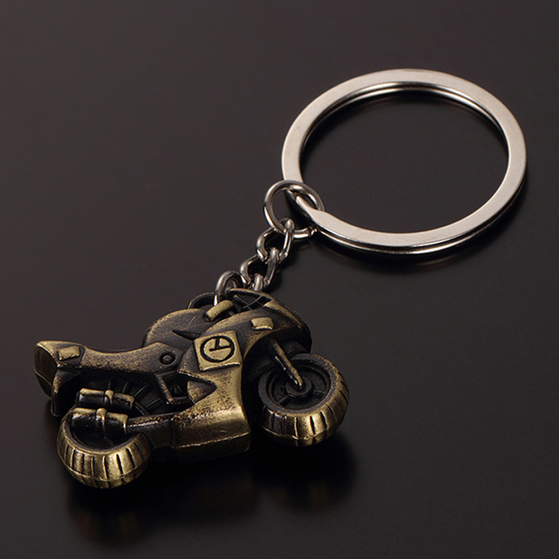 Car Key Chain Retro Motorcycle Shape Car Key Holder Metal Bag Charm Accessories 3D Craft Keychain Muilt Color Car Accessories