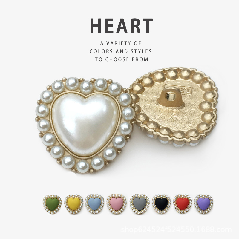10pcs/Lot Handcraft Sewing for Needlework Metal Shank Buttons Heart Hand-sewn Buttons Shirt Diy Accessories Decoration