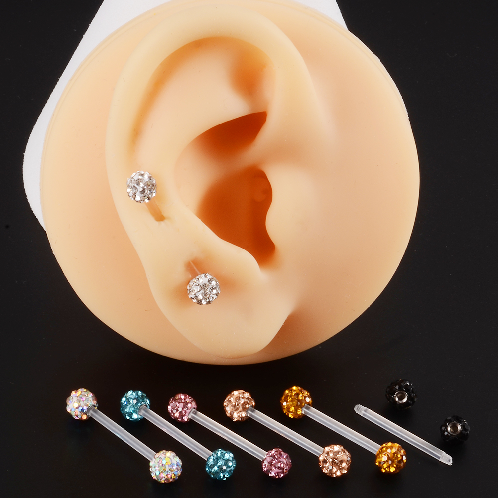 7pcs Mixed Color Ear Studs Septum Nose Rings Tongue Lip Ring Belly Barbell Rings Ear Cartilage Lobe CBR Piercing Body Jewelry