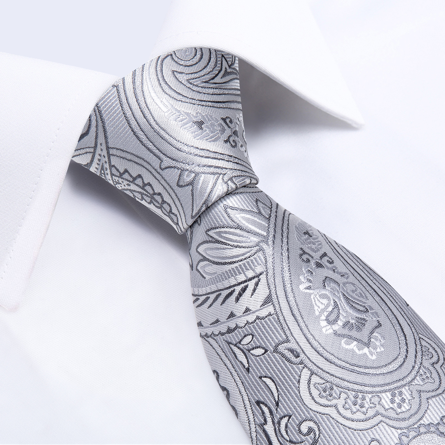 Gray Paisley Ties For Men 8cm Width Men's Ties Handkerchief Cufflinks Brooch Pin Wedding Men Accessories Neck Tie Gravata Gift