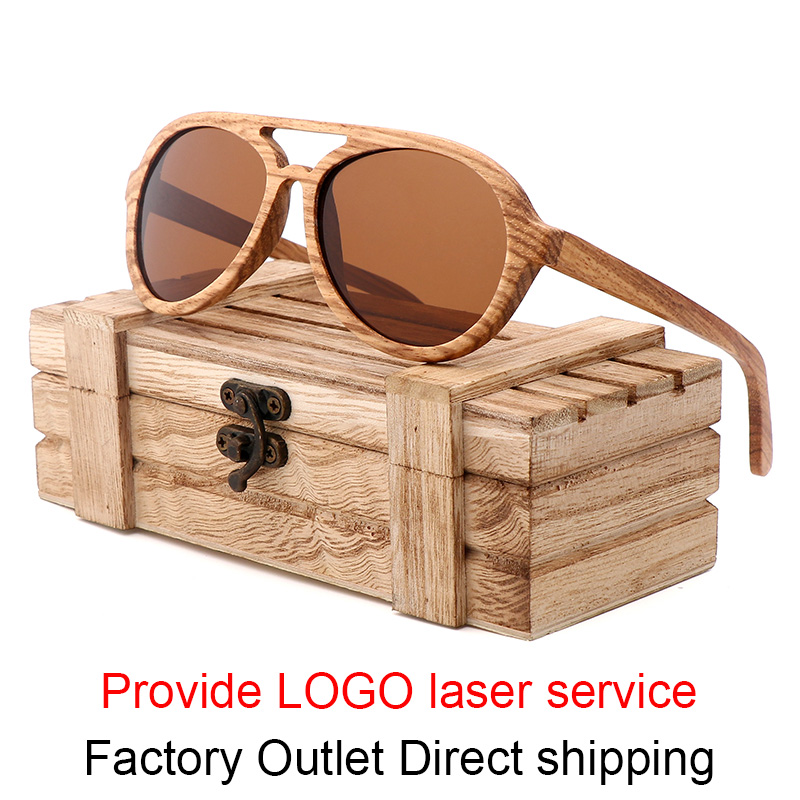 2022 Men's Polarized Driving Sunglasses Zebra Wood Sunglasses Men UV400 Vintage Luxury Designer Wooden Man Glasses