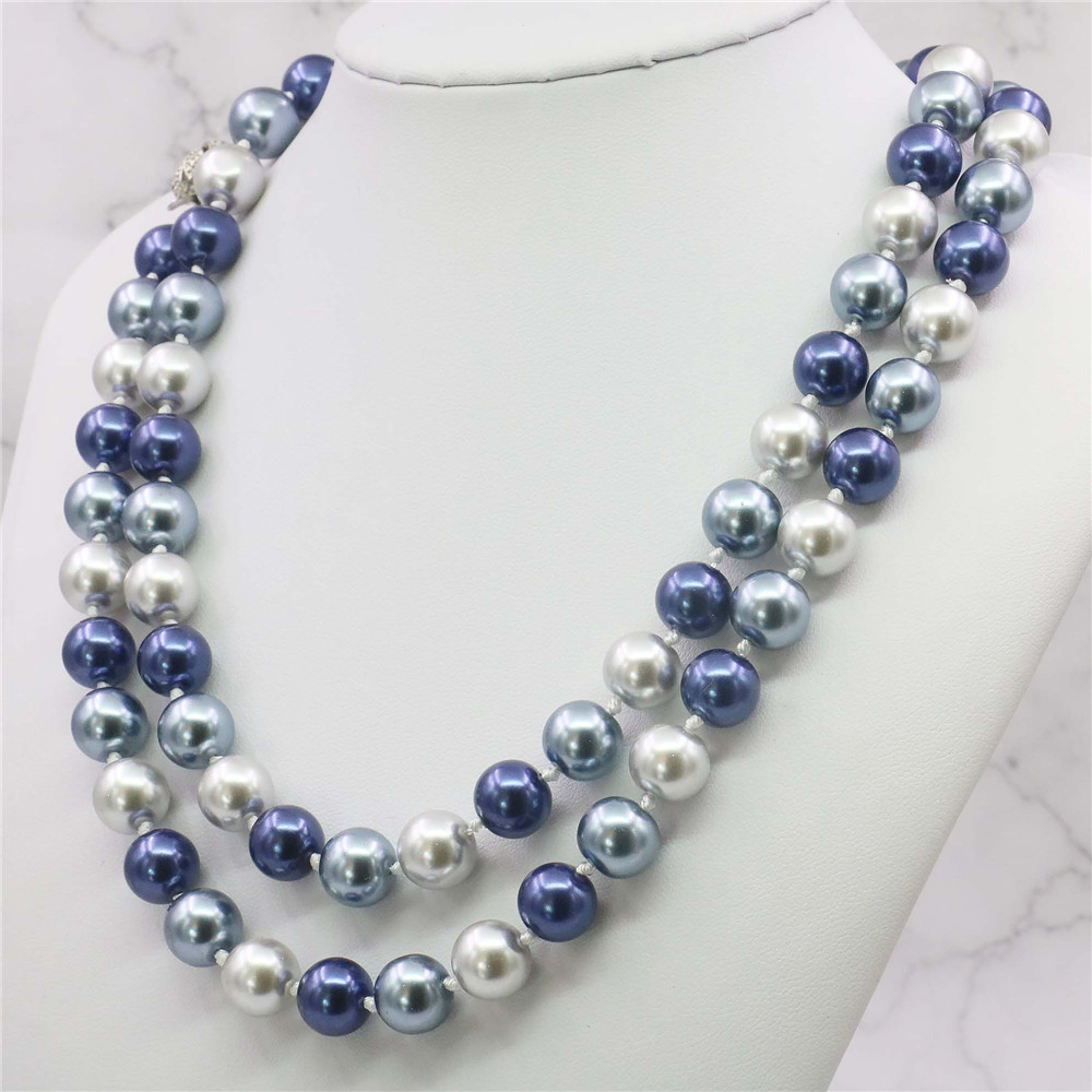 Wholesale Price New Fashion! 35"10 12mm South Sea Shell Pearl Necklace AAA Multicolor beads jewelry making about 85 pcs/strands