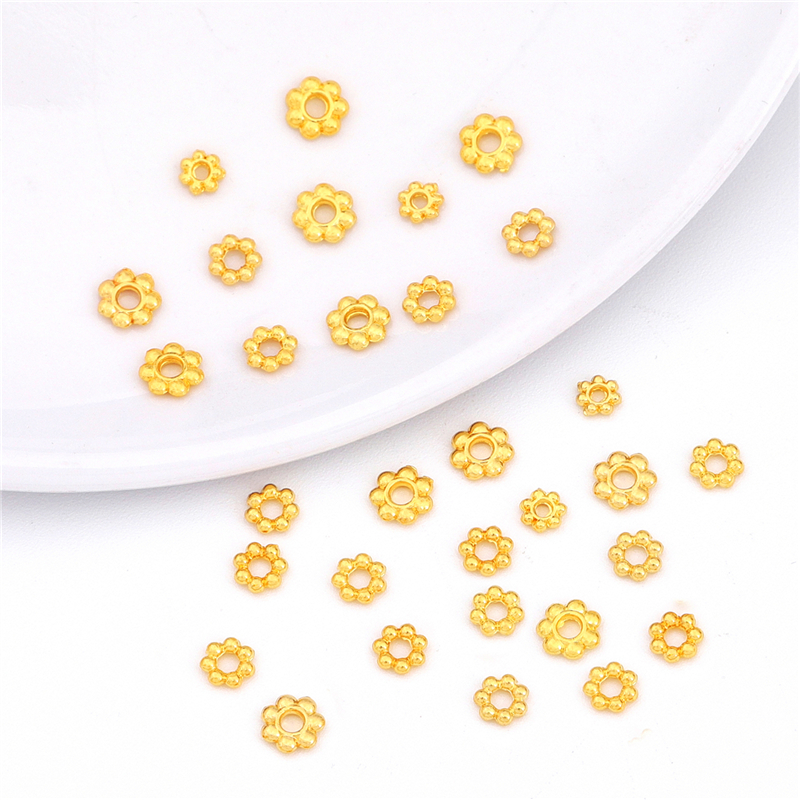 10Pcs 50Pcs18K Gold Copper Metal Beads Flower Cap Connectors for DIY Earrings Bracelet Necklace Making Jewelry Findings