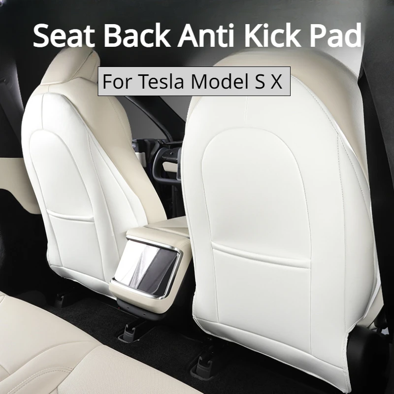 For Tesla Model X Model S Seat Back Backrest Protective Cover Mat Anti-Child-Kick Anti Kick Pad PU Car Interior Accessories 2023