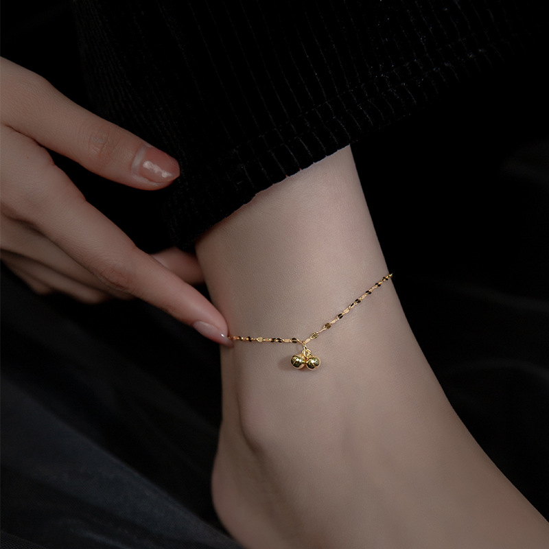 KAMIRA Real 925 Sterling Silver Punk Elagant Disc Double Bell Anklet for Women Wedding Classic Romantic Couples Fine Jewelry New