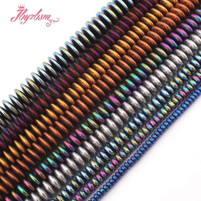 Heishi Rondelle Disc Beads (No Magnetic) Hematite Natural Stone Spacer Beads for Women DIY Jewelry Making Necklace Bracelet 15"