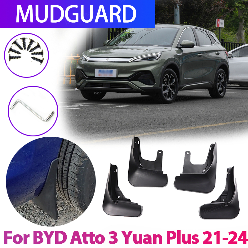 4pcs Car Mudflaps Mud Flaps Splash Guards Mudguards Mud Flap Front Rear Fender Protector For BYD Atto 3 Yuan Plus EV 2021-2024