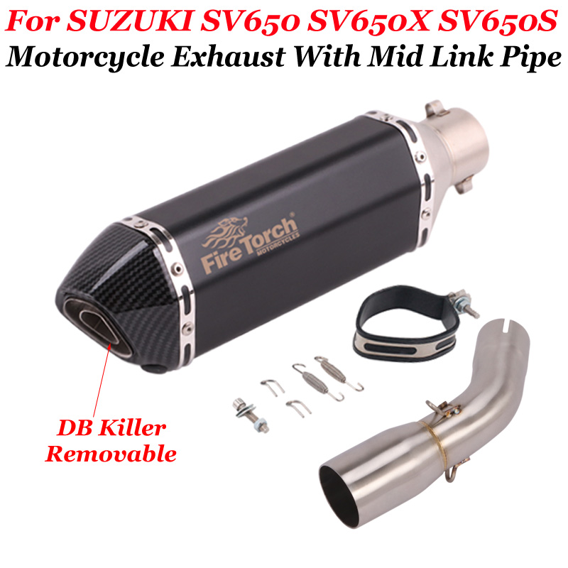 Slip On Motorcycle Exhaust Modified Escape Middle Link Pipe Muffler DB Killer For SUZUKI SV650 SV650X SV650S SV 650 2016-2020