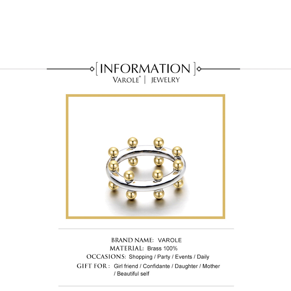 VAROLE Double Row Ball Arrangement Rings Gold Color Midi Ring 100% Copper Ring Knuckle Rings For Women anel Jewelry